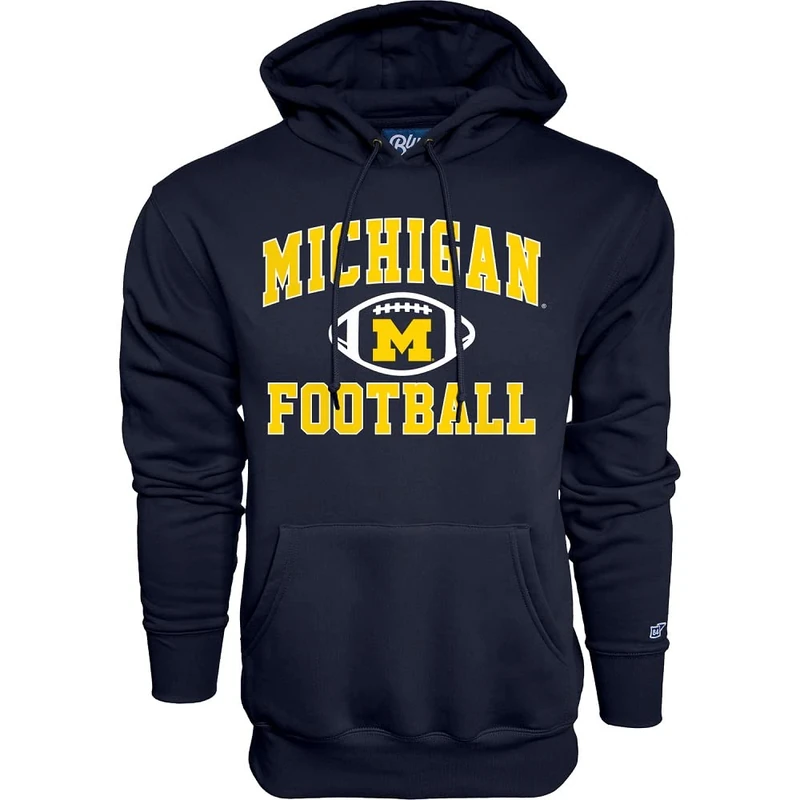 Blue 84 Men's Hoodie Team Color Football Hooded Sweatshirt, Michigan Wolverines Navy, M
