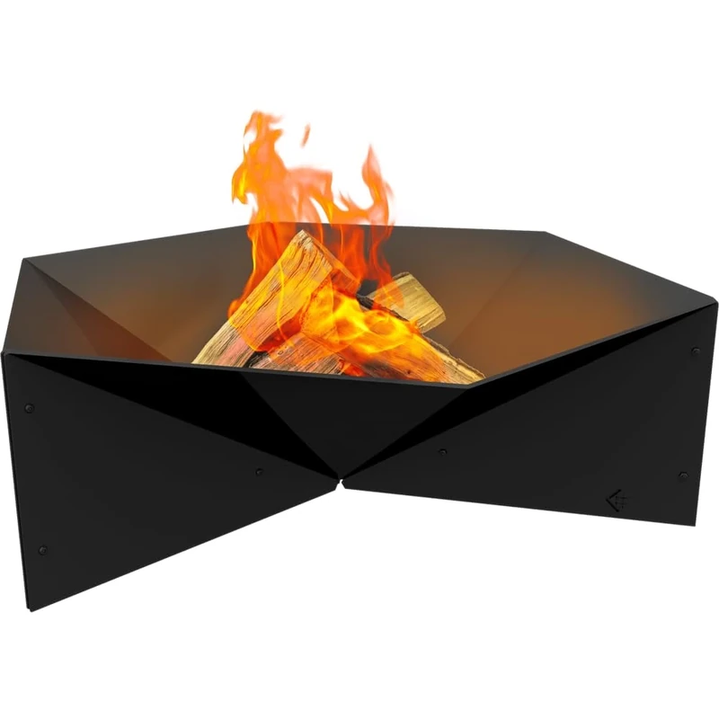 Kratki Fire Gamma Freestanding Hexagonal Garden Fire Pit Dimensions W 69.2 x L 60.5 x H 22.5 cm, Weight 15.5 kg, Made from Heavy Duty Heat Resistant Steel