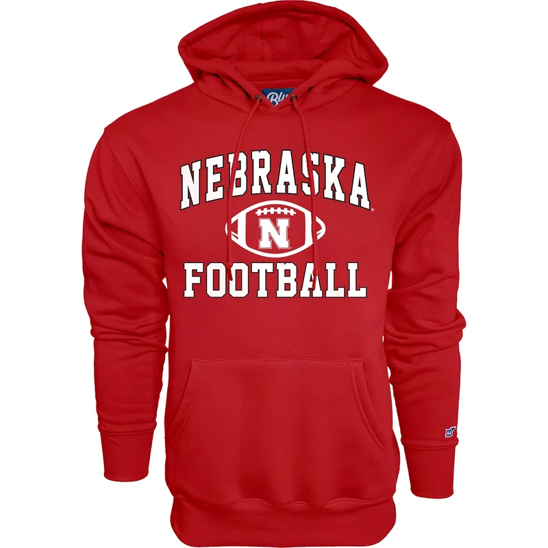 Blue 84 Men's Hoodie Team Color Football Hooded Sweatshirt, Nebraska Cornhuskers Red, XL