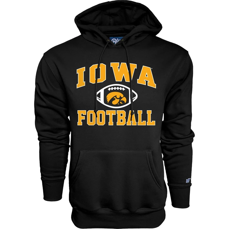 Blue 84 Men's Hoodie Team Color Football Hooded Sweatshirt, Iowa Hawkeyes Black, XL