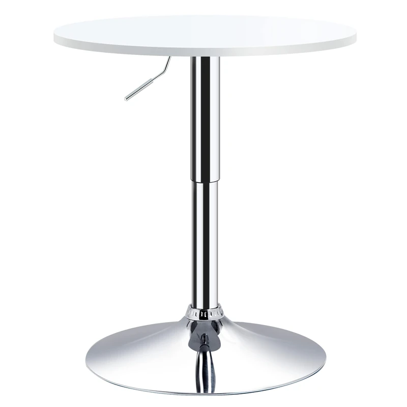 HOMCOM Bar Table Φ60cm Adjustable Height Round Bistro Table w/Swivel Top Metal Frame Counter Surface Stylish Kitchen Conservatory White