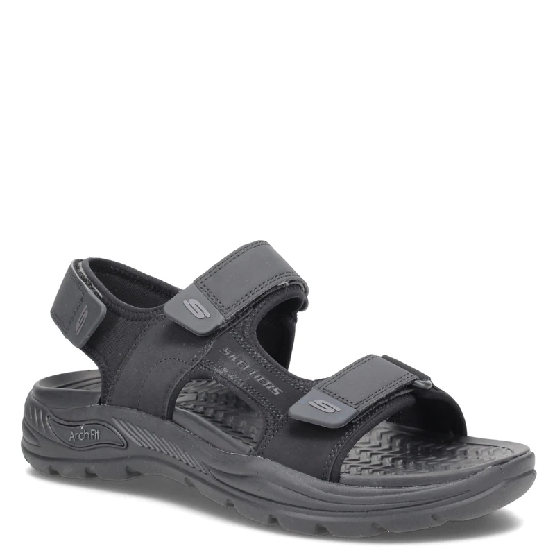 Skechers Men's Arch Fit Motley Sd Kontra Sandals, Black Leather, 13 UK