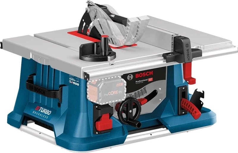 Bosch Professional 18V System BITURBO Cordless Table Saw GTS 18V-216 (incl. 1x Cordless saw blade, push stick, mitre guide, parallel guide, blade guard, without battery/charger)