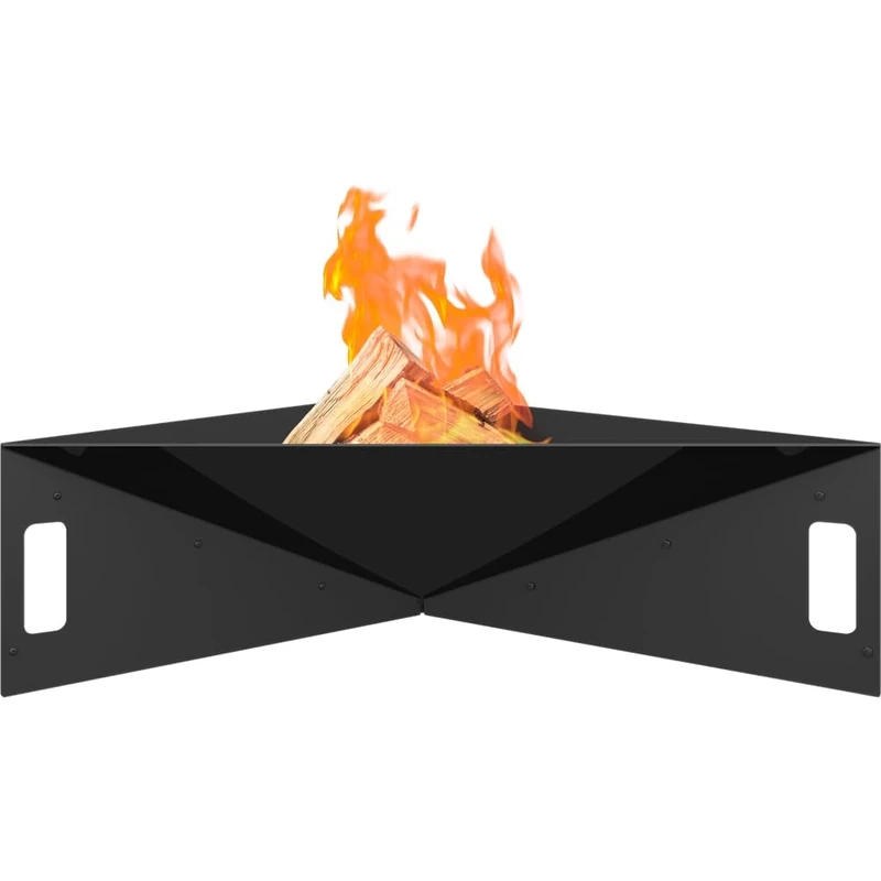 Kratki Fire Pyramid garden fire bowl free-standing, asymmetrical, triangular, dimensions W79 x L68.5 x H22.7 cm, weight 16.8 kg, made of robust, heat-resistant steel