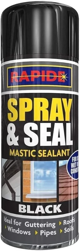 Spray & Seal Leak Fix Stop Sealant Instant Waterproof Gutter Roof Pipe - Black