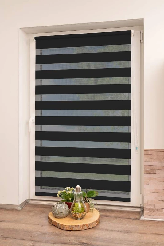 Khome Klemmfix Double Roller Blind, Polyester, Black, B105 x H150 cm