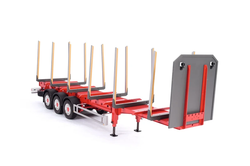 Carson 500907629-1:14 3-Axle Stake Trailer New Suspension RC Truck Spare Parts Tuning Parts Accessories Model Making Scale 1:14 Red - Image 1