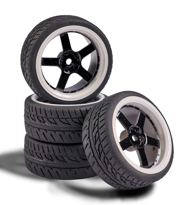 Carson 500900165 1:10 Wheel Set 5 Sp. Design (4) Black/White Model Construction Accessories, Spare Part, Tuning, Tyres, Tyre Set