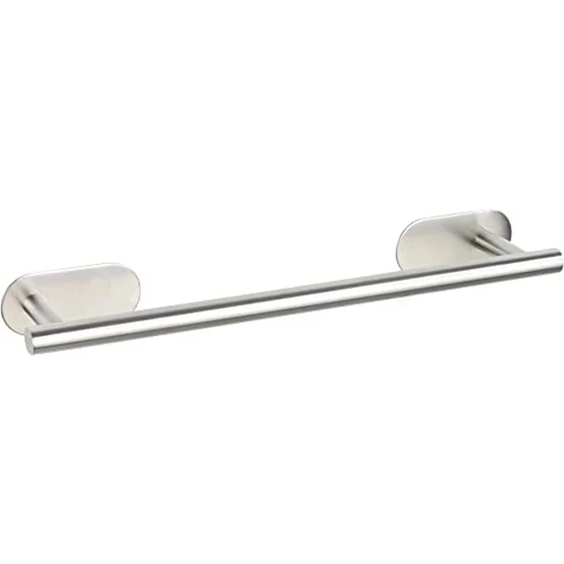 WENKO Turbo-Loc Orea Stainless Steel Bath Towel Rail, Towel Rail, No Drilling Required, Matt Silver, 40 x 4.5 x 7 cm