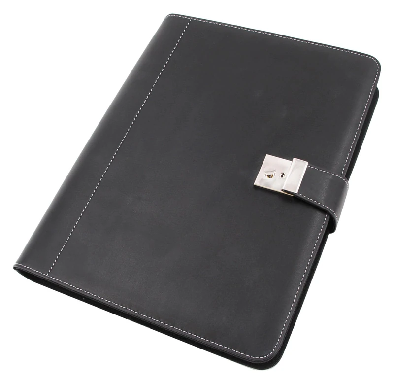ALASSIO 31514-1 Document Folder A4 with 4 Ring Mechanism and 15 Document Sleeves Imitation Leather Folder Black Faux Leather Folder Approx. 36 x 28 x 4.5 cm