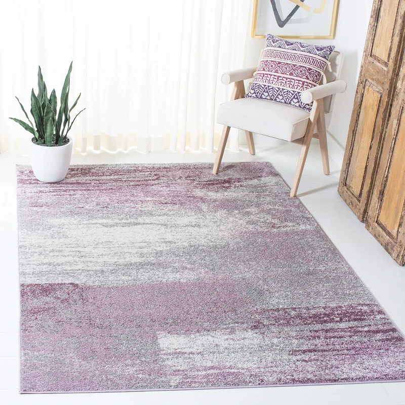 Safavieh Modern Rug for Living Room, Dining Room, Bedroom - Adirondack Collection, Short Pile, in Grey and Purple, 155 X 229 cm