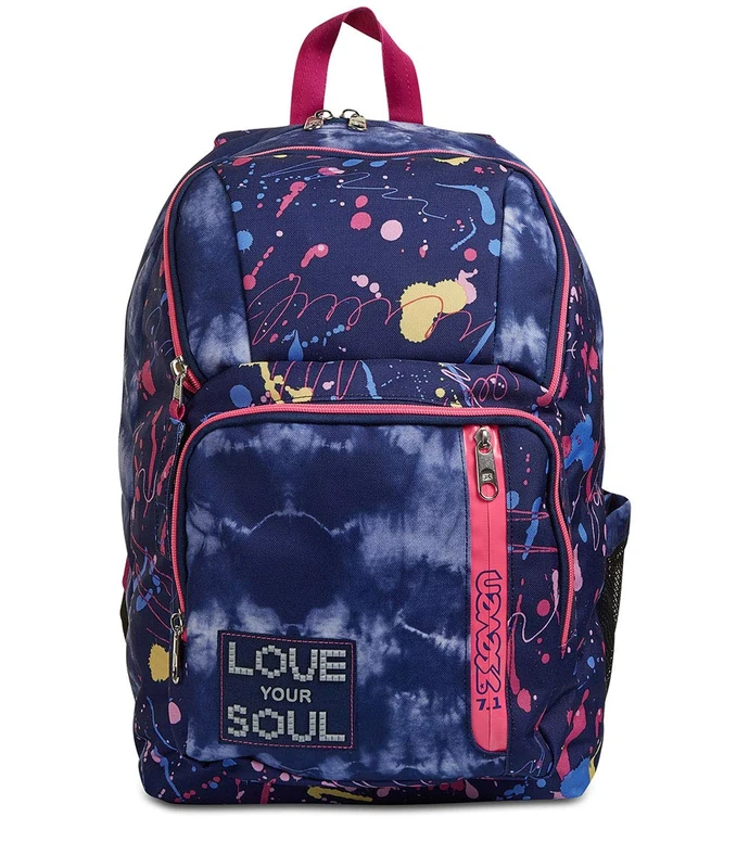 Seven Backpack, POINT LOVE YOUR SOUL Knapsack Padded School Bag, Book Bag, One Size for Teen, Girls&Boys, Large Capacity, For School, Sport & Free Time, Laptop Sleeve, Italian Design, navy/white