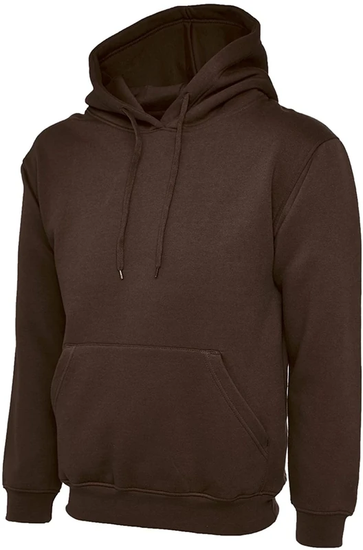 Mens Classic Plain Pullover Hooded Sweatshirt Hoodie Sweater (22 Colours) Brown