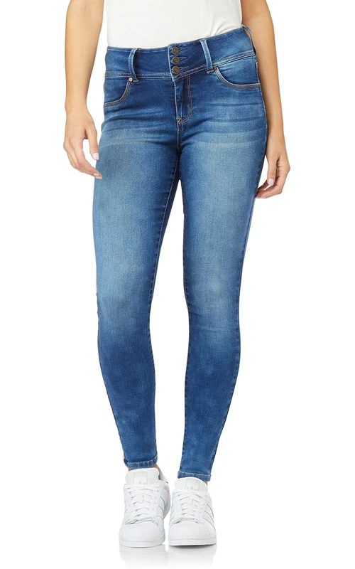 WallFlower Women's Size High-Waisted InstaSoft Sassy Skinny Jeans, Kelly, 18 Plus