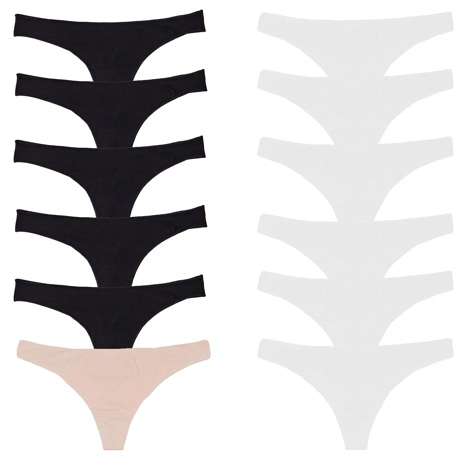 Toocool - 12-Piece Set: Stretch Thongs for Women, Tanga Briefs, and Cotton Brazilian Knickers, 100% Cotton Underwear Women in Multipack and Assorted Colours, Multipack 534-12 [S-M, Pattern 1]