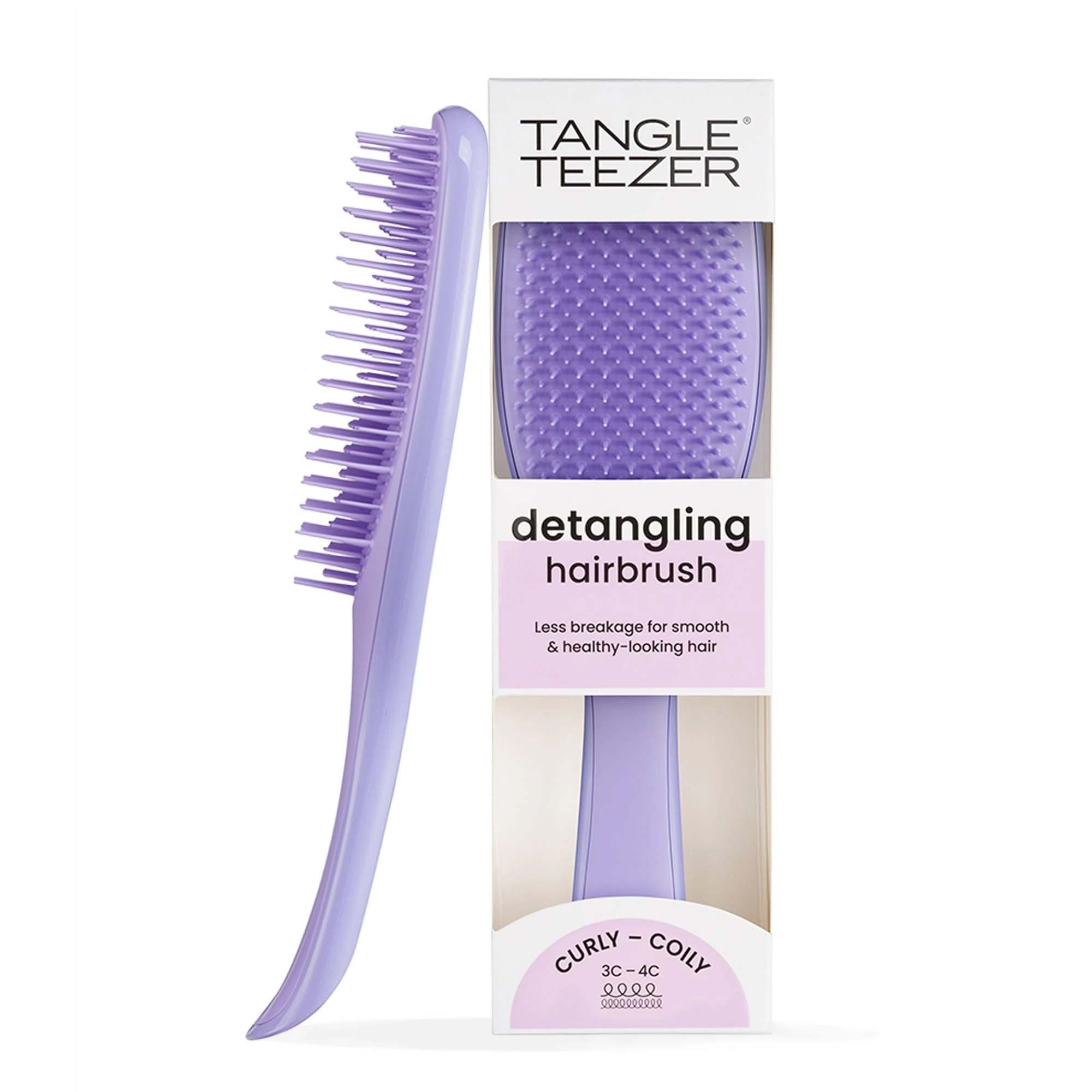 Tangle Teezer Naturally Curly Ultimate Detangler Hairbrush for 3C-4C Curly Coily Hair - Two-Tiered Teeth Define Curls & Reduce Frizz - Purple Passion