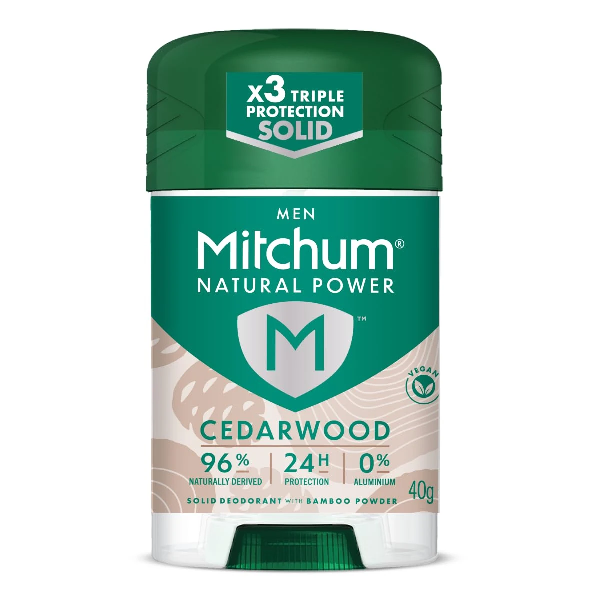 Mitchum Men Natural Deodorant Stick, Aluminium Free, Vegan, Cruelty Free, 96% Natural Ingredients, Cedarwood