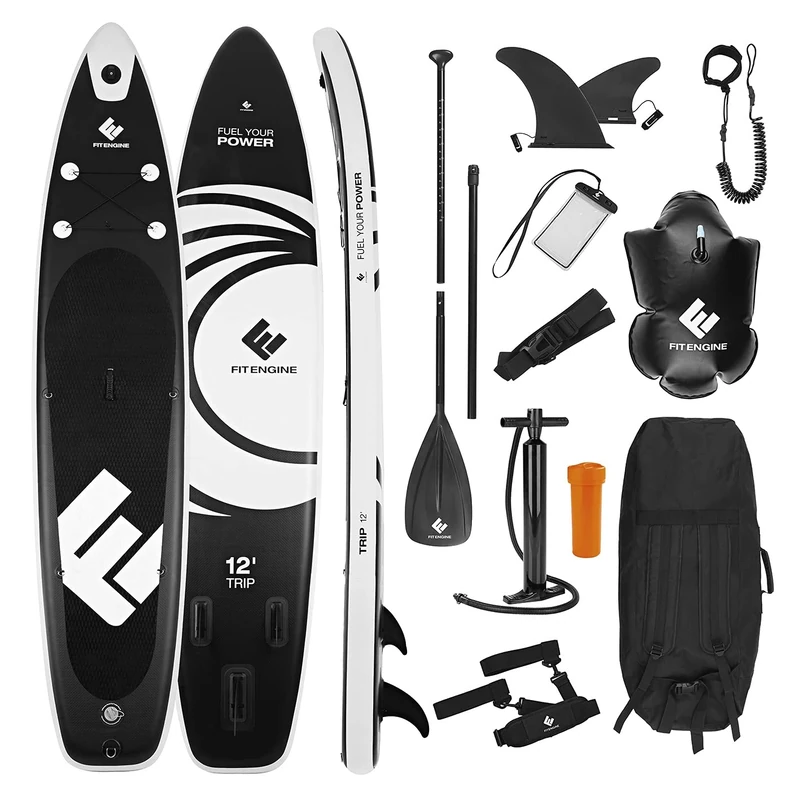 FitEngine SUP Allrounder 12 Inch - 365 cm Extensive Stand Up Paddle Board Set Including Dry Bag, Mobile Phone Case etc. Drop-Stitch Quality from the German SUP Brand