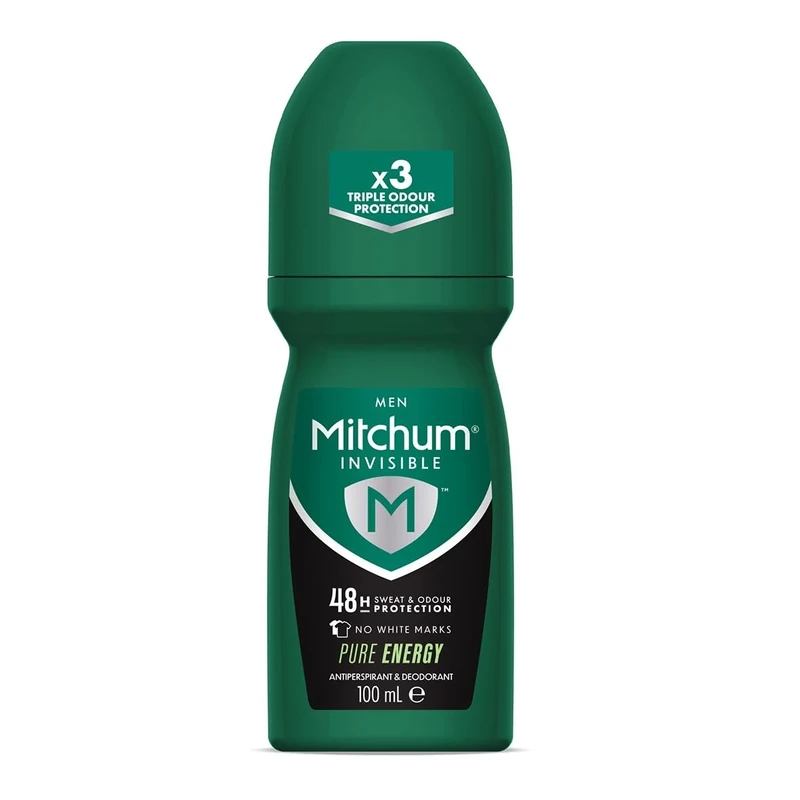 Mitchum Invisible Men 48HR Protection Roll On Anti-Perspirant & Deodorant, No White Marks, Alcohol Free, Pure Energy 100 ml 7246640000 - Packaging May Vary