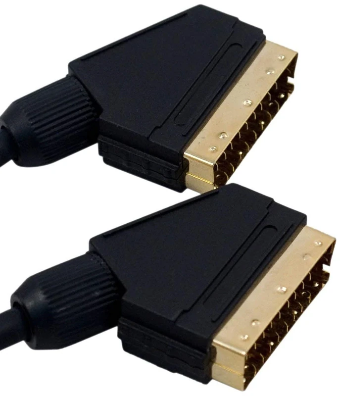 World of Data 10m Scart Cable - Scart over Coax for better picture - 24k Gold Plated - Fully Wired - Shielded - 21-pin - Audio - Video - Male to Male 5 PACK