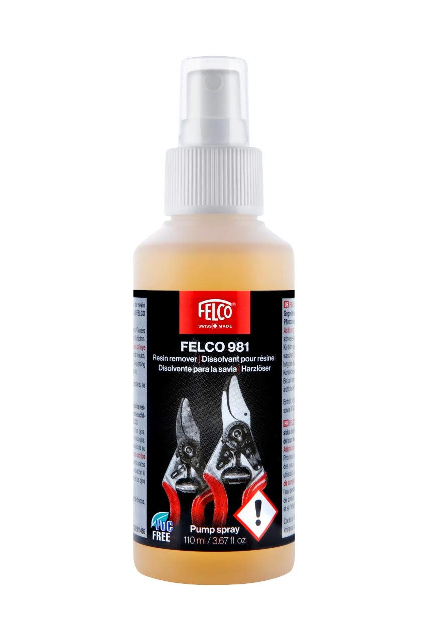 FELCO Plant Resin Remover Spray Model 981 Safely Cleans Removes Plant Resin 110ml use with all Secateur Garden Tools Garden Plants Gardening Horticulture Vineyard Bonsai Topiary Olive Grove