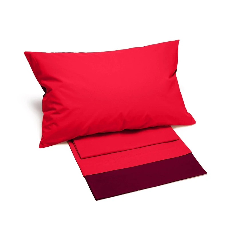 Caleffi Bedcover Sheets, Cotton, Bordeaux, King Single - Image 1