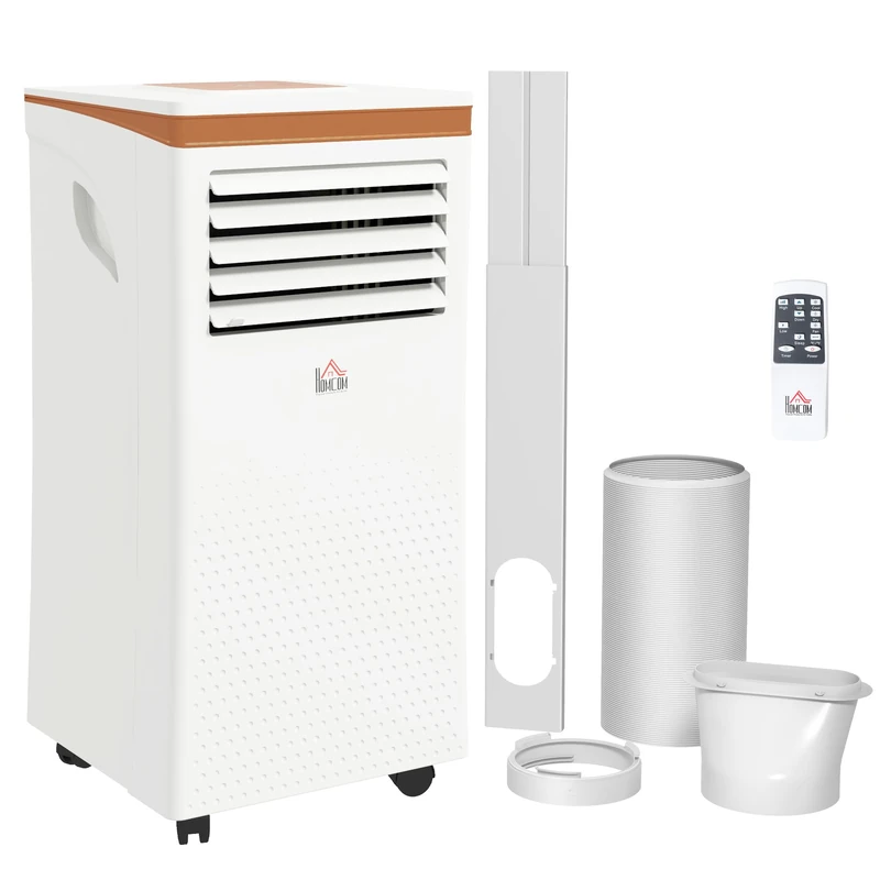 HOMCOM Portable Air Conditioner 9000 BTU, 4-in-1 Mobile Air Conditioning Unit with Cooling, Fan, Dehumidifier & Sleep Mode, LED Display, Remote Control, 24H Timer, Window Kit for Rooms up to 28㎡