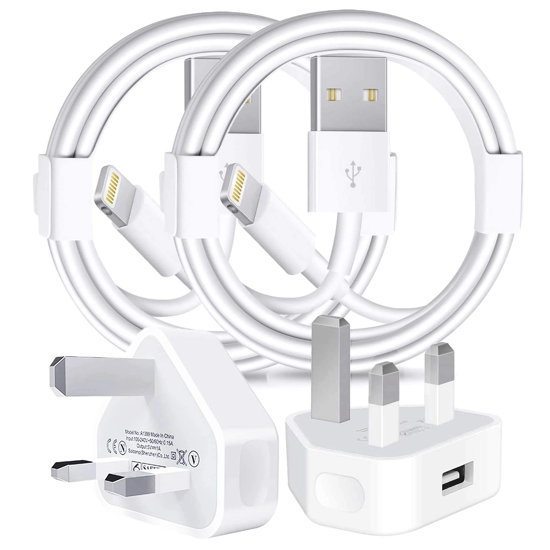 Apple MFi Certified iPhone Charger Plug and Lightning Cable - Fast Wall Charging Adapter With 2 Pack USB Cords for iPhone 13/12/11/XS/XR/8/7/6/6s Plus/SE/iPad