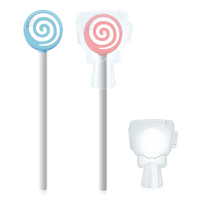 Children's Tongue Cleaning Brush is Small and Cute with Cover-Lollipop Shape Toddler Children's Tongue Scraper Pink, Sky Blue (2 Packs)