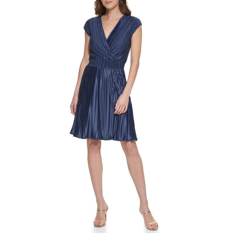 DKNY Women's Sleeveless V-Neck Knit Dress, Navy, 8 - Image 1