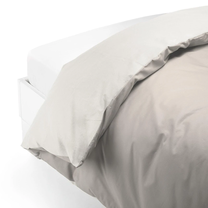 Caleffi Cotton Solid Color Duvet Cover, Cotton, Cream, Double, 58600