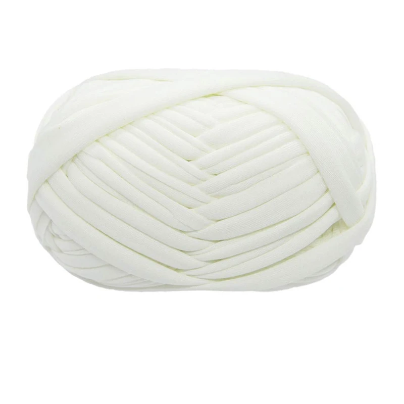 T-Shirt Yarn Knitting Fabric Crochet Fabric for Summer Hand DIY Bag Cover Pillow Crochet Projects 100g (#02 White)