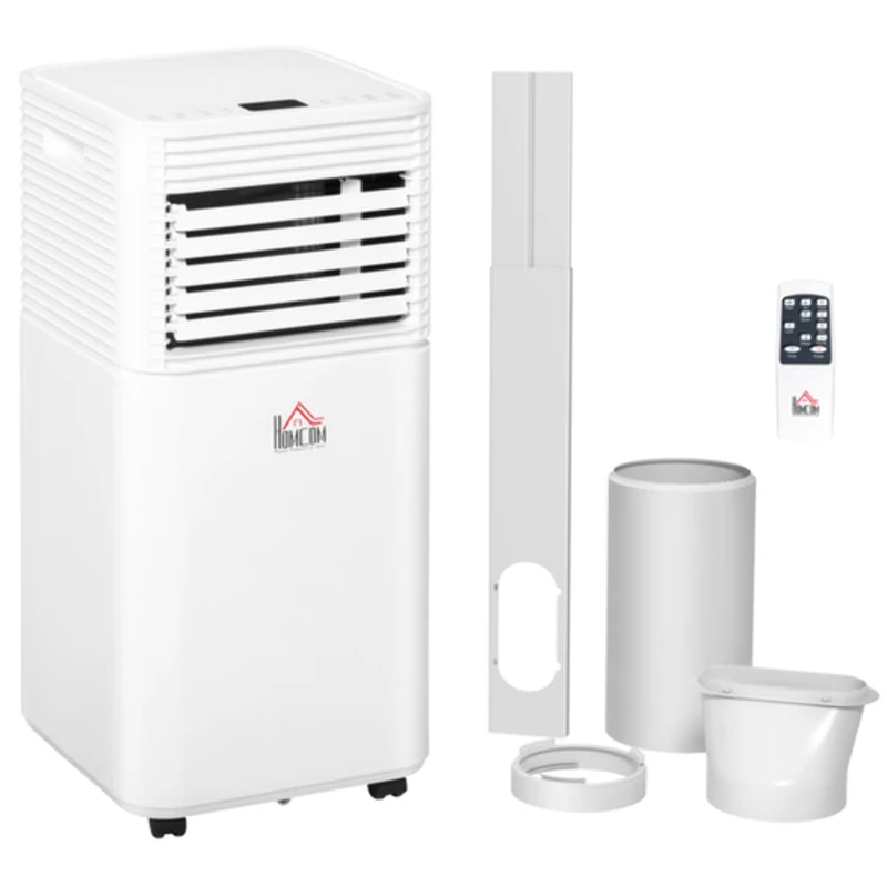 HOMCOM Portable Air Conditioner 9000 BTU, 4-in-1 Mobile Air Conditioning Unit with Cool, Fan, Dehumidifier & Sleep Mode, LED Display, Remote Control, 24H Timer, Window Kit, 1122W for Rooms up to 28㎡
