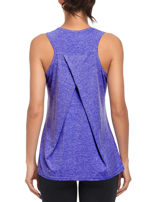 Workout Tank Tops for Women Gym Athletic Sleeveless Running Tops Yoga Shirts Racerback Sport Vest (Purple, M) - Image 1