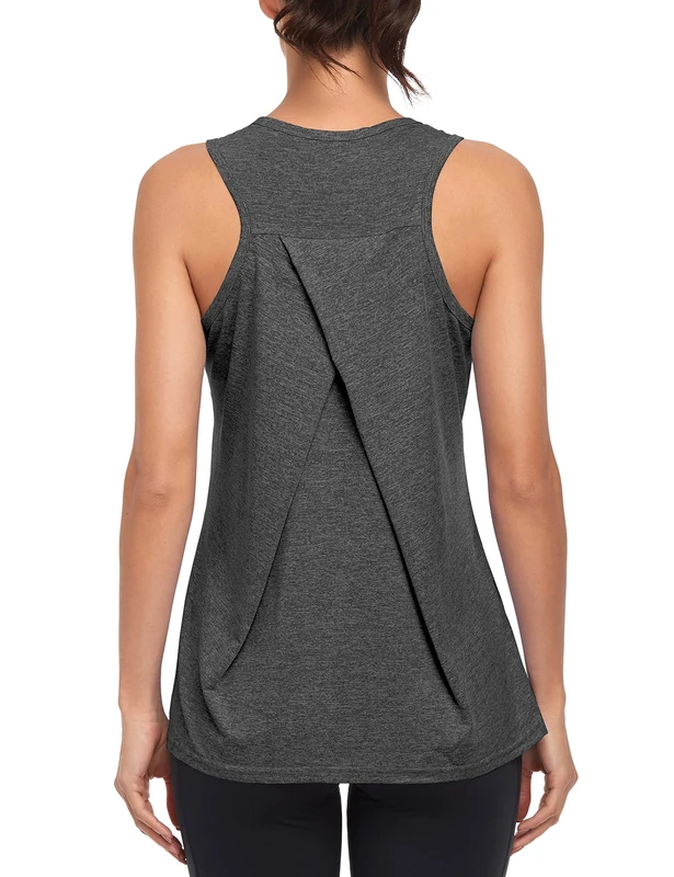 Workout Tank Tops for Women Gym Athletic Sleeveless Running Tops Yoga Shirts Racerback Sport Vest (Grey, M)