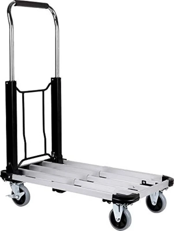 Kinzo Flatbed Trolley - Foldable - 150 Kilo Capacity - Black/Silver