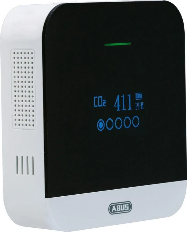 ABUS CO2 detector CO2WM110 AirSecure - Measuring device for air quality, humidity and temperature in the room - with alarm and CO2 traffic light - 10-year sensor
