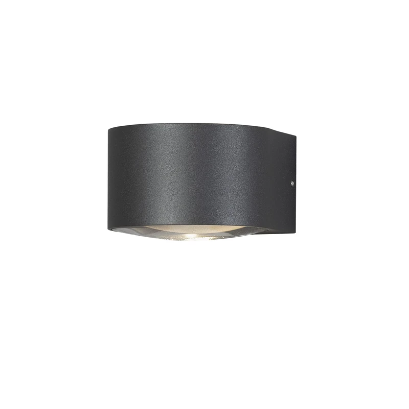 Konstsmide Outdoor Wall Light Mains Powered/Gela Up Down Modern Outdoor Wall Lamp/LED High Power 2 x 6 W Wall Lamp/Convex Wide Angle Clear Glass Lenses/Aluminium/IP54/Outside Light Anthracite
