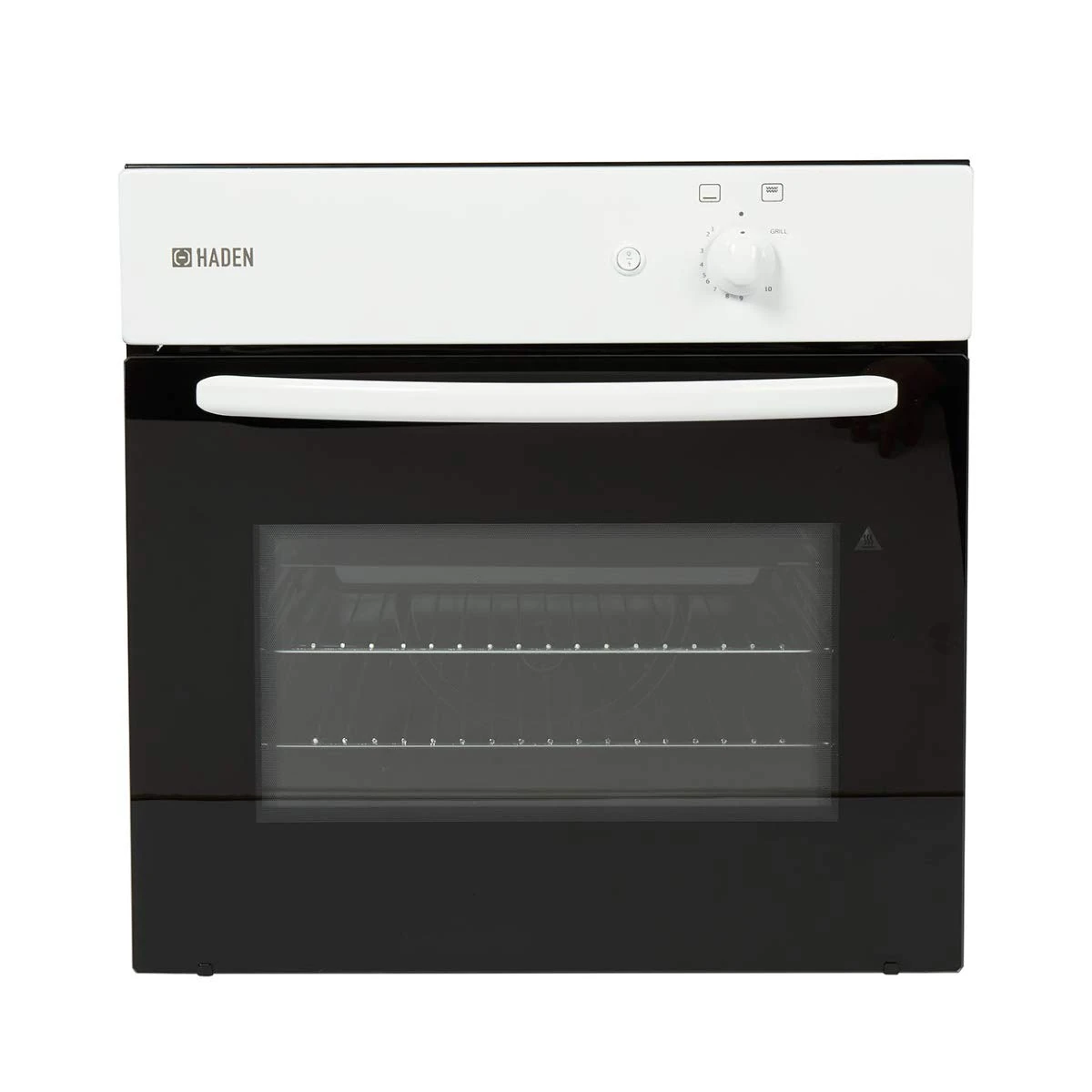 Haden HGS105W Built In Single Gas Oven - 60L Capacity, Easy Clean Enamel Interior, Gas Grill, and Easy-to-Use Dials – Perfect White Kitchen Appliance for Modern Homes