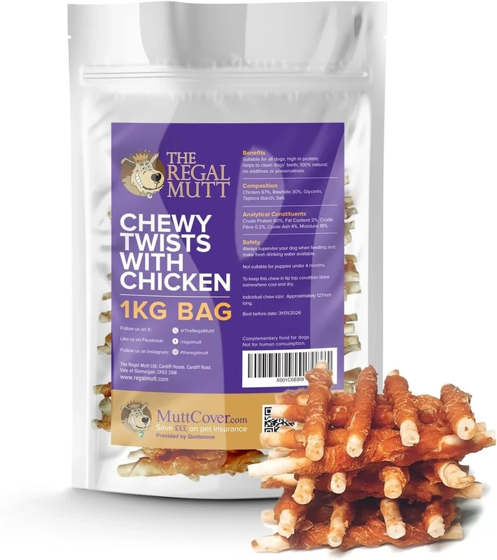 The Regal Mutt - Chewy Twists with Chicken - 1kg Bag
