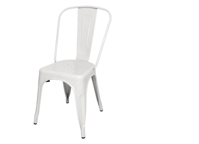 Bolero Bistro Steel Side Dining Chair White (4 pack) - Ideal for Restaurants, Catering, Events GL332