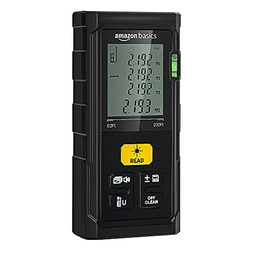 Amazon Basics 6 Measurement Digital Display Class II Laser Range Finder, 60 Metres, Yellow/Black