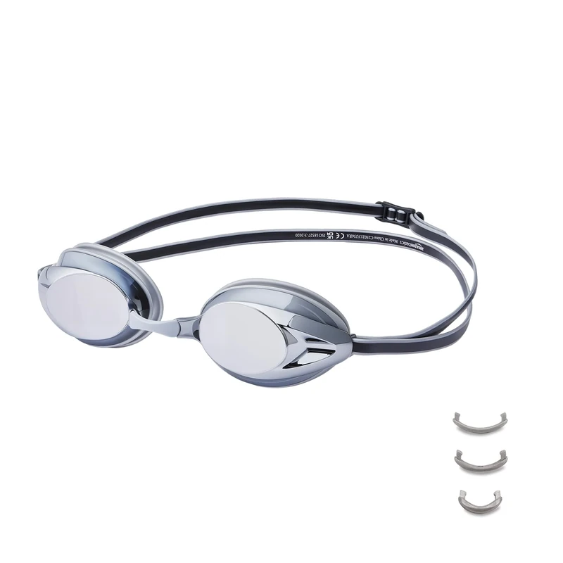 Amazon Basics Unisex Mirrored Silver Swimming Goggles - Image 1