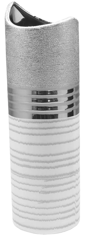 GILDE Lavena 47220 Crescent Moon Vase Silver/White/Light Grey Height 44 cm Width 13 cm Depth 13 cm