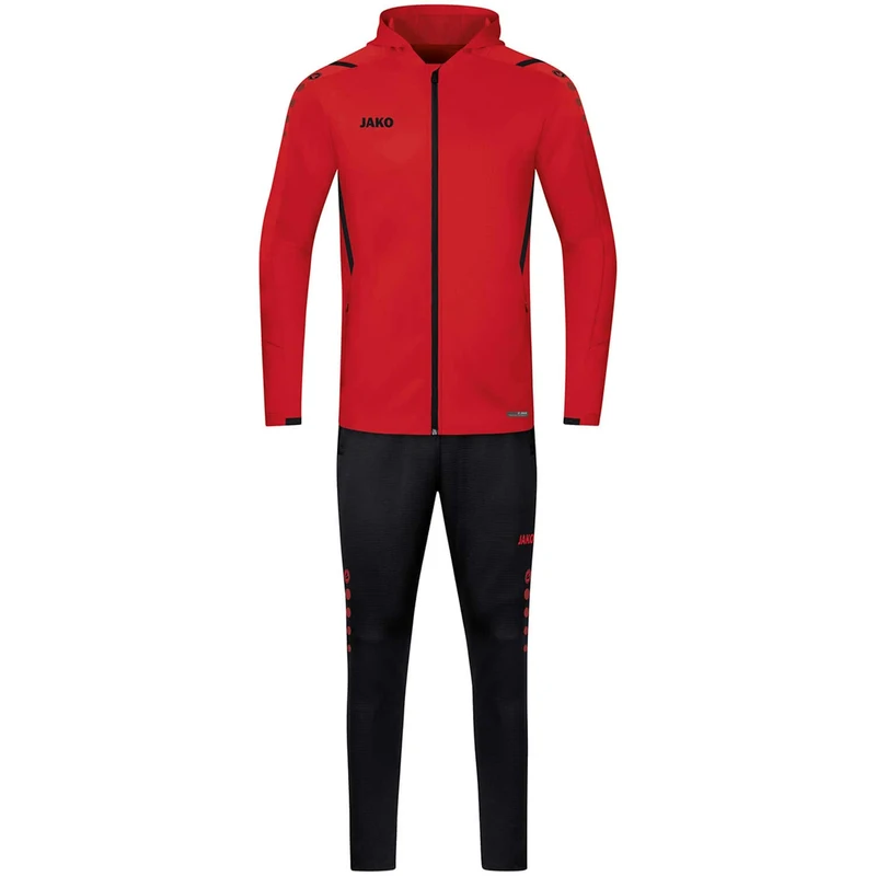 JAKO Men's Challenge Hooded Tracksuit, Red/black, L