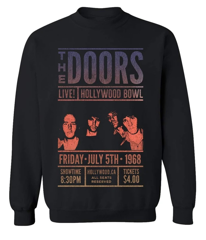 The Doors Unisex's Casual Fit Pullover Sweater, Black, XXL