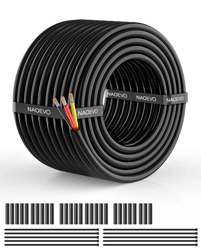 NAOEVO 50Feet Wiring Harness Extension, 16AWG 3-Wire Light Bar Extension Wire Harness Kit for Off Road LED Work Light Bar Play and Plug - Image 1