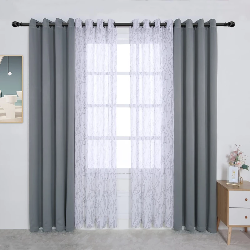 BONZER 4 Panels Set Mix and Match Curtains for Bedroom Living Room
