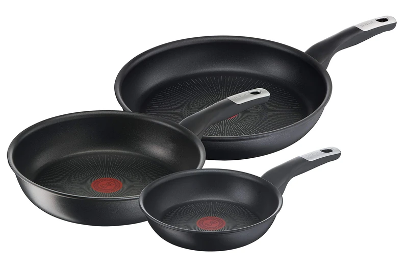 Tefal G25591 Unlimited On 3-Piece Set | Pans 24/28 cm and Wok Pan 28 cm | Scratch-Resistant Non-Stick Coating | Thermal Signal | All Hobs + Induction | Easy Cleaning | Black