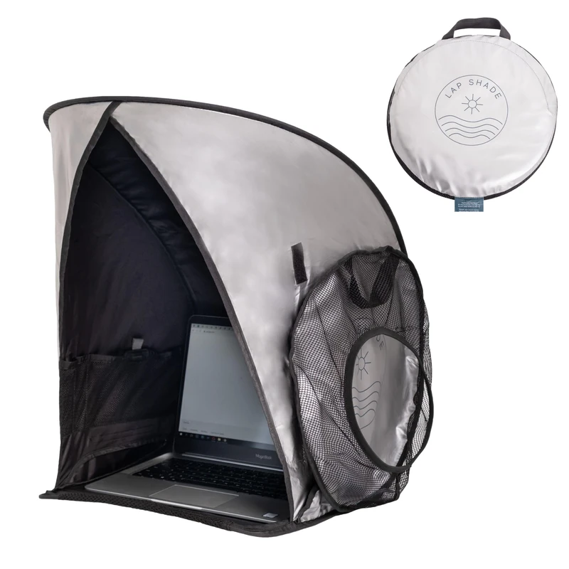 New Laptop Sun Shade for Working Outside | Heat & Light Reflective Fabric | Reduces Glare Outdoors | Perfect Viewing Angle | Fits up to 17” Screens | Foldable & Portable Shield Cover